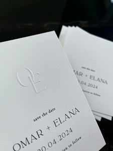 Emboss Monogram Save The Date Card