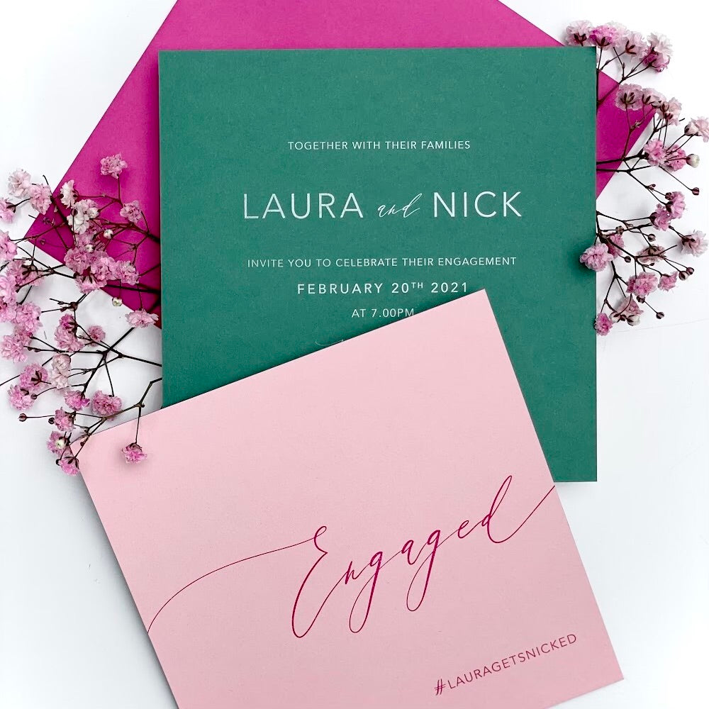 Laura + Nick Engagement Invitations