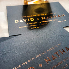 Navy + Rose Gold Save The Date