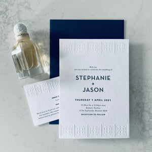 Stephanie + Jason wedding invitation